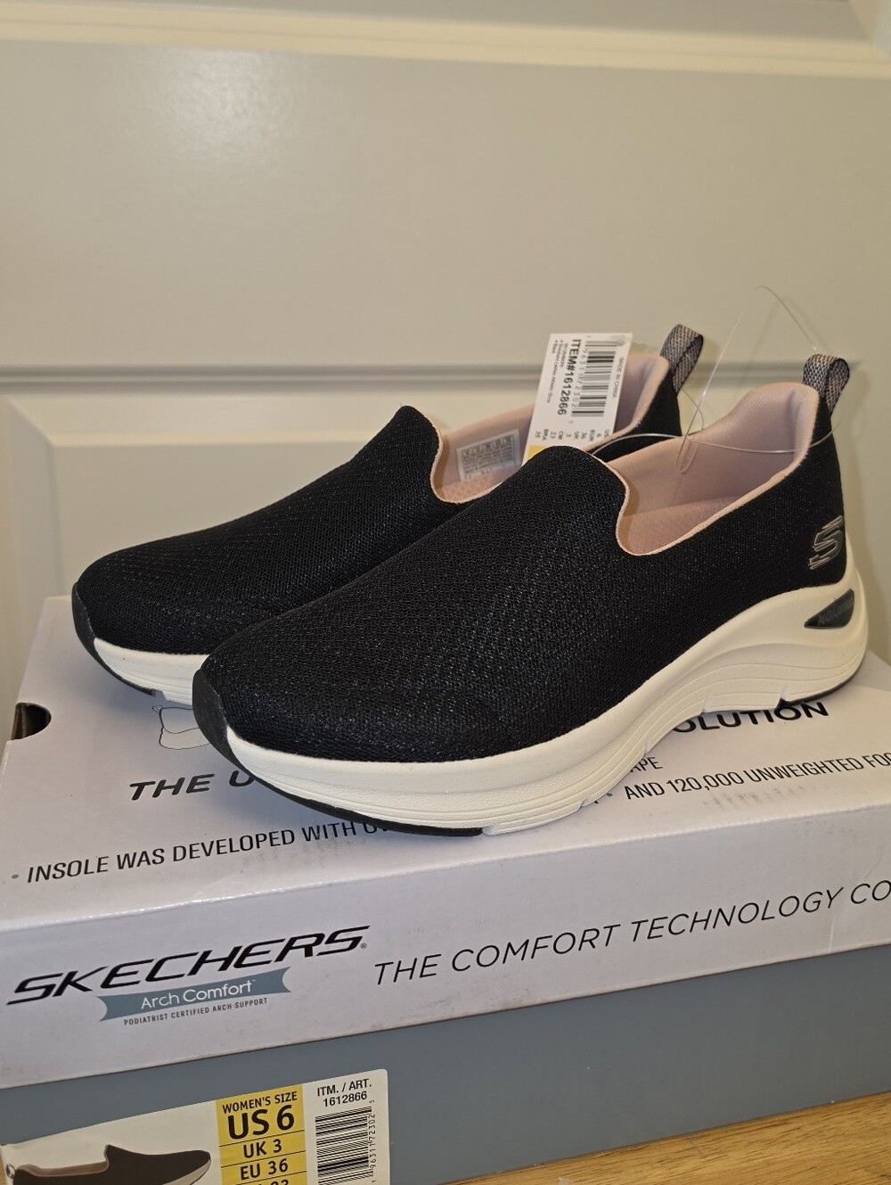 Skechers Black Slip-On Arch Comfort Platform Sneakers